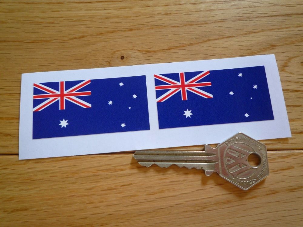 Australian Flag Oblong Stickers. 56mm Pair.