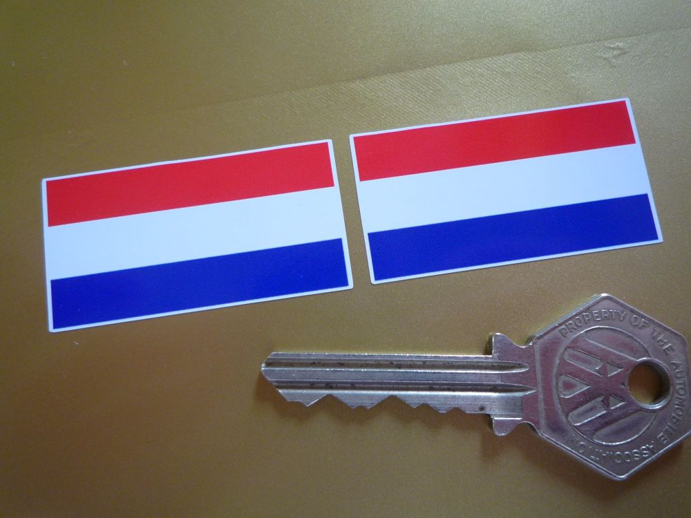 Netherlands Flag Oblong Stickers. 45mm Pair.
