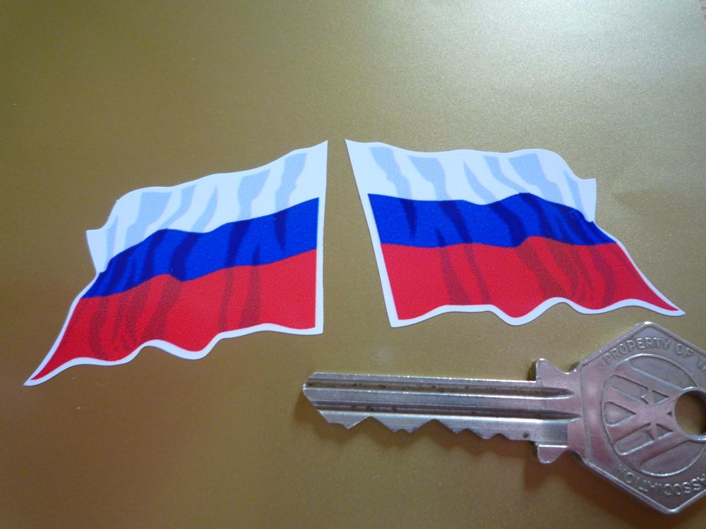Russia Wavy Flag Stickers. 2