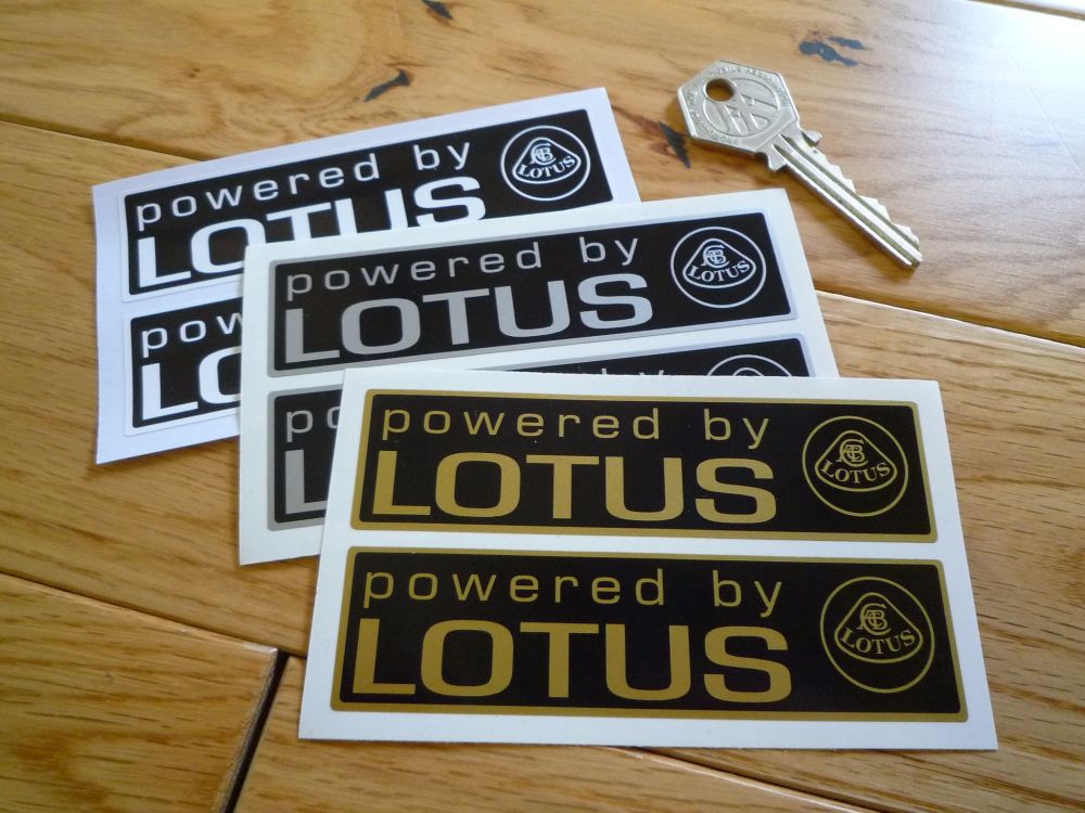 Powered By Lotus Oblong Stickers. 4" Pair.