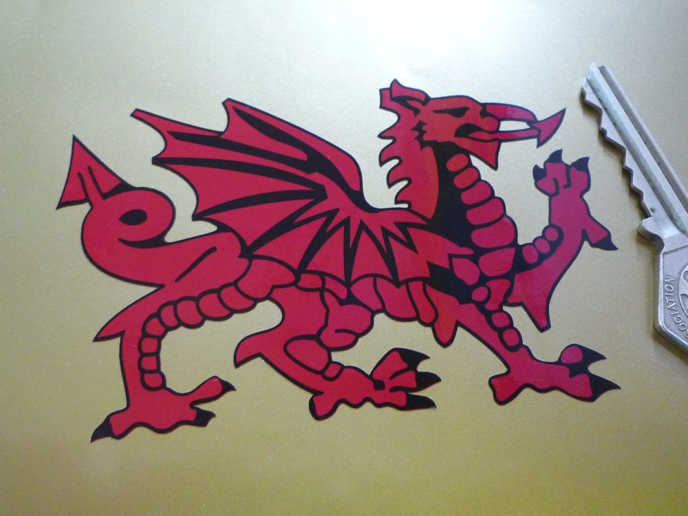 Welsh Dragon Cut to Shape Stickers. Dark Red. 4