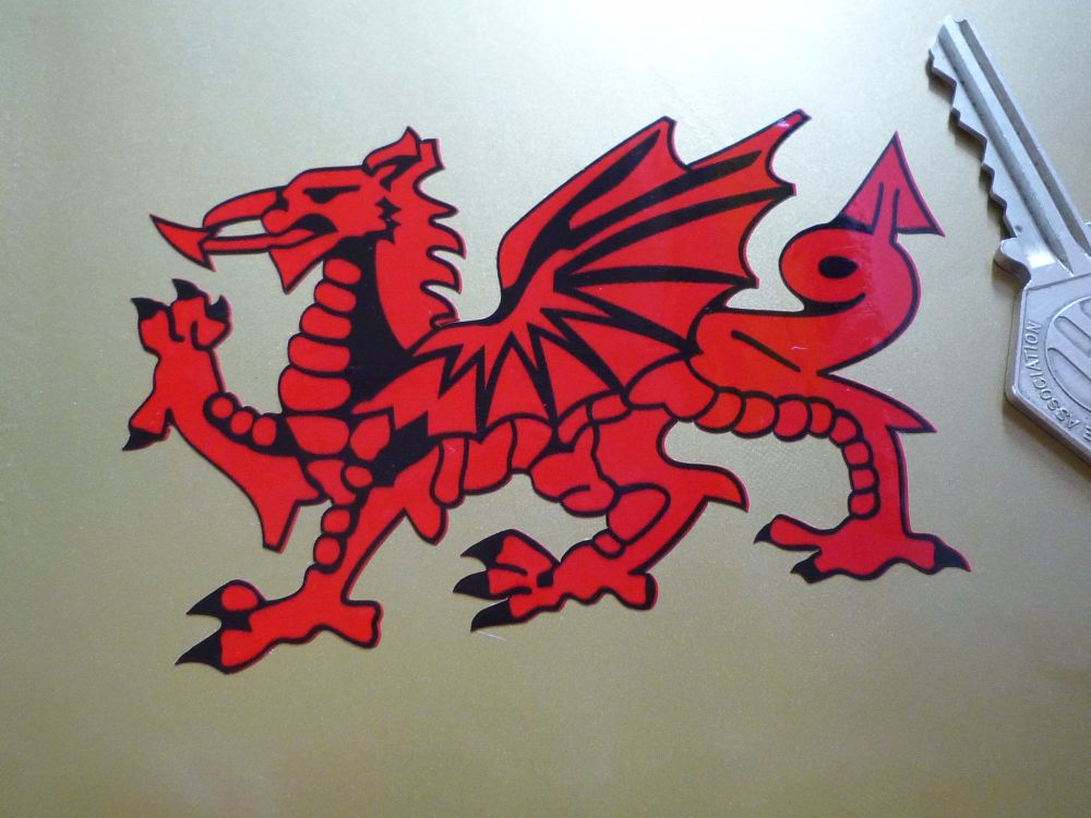 Welsh Dragon Cut to Shape Stickers - Bright Red - 3", 4", 5", 6", or 7.5" Pair