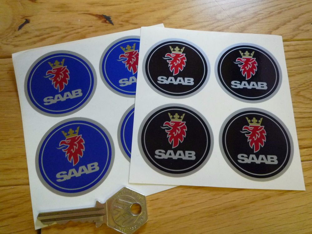 Saab Wheel Centre Style Colour Stickers. Set of 4. 50mm.