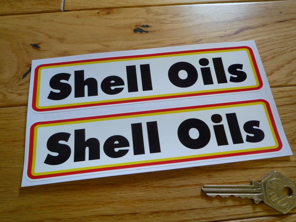 Shell Oils Type A Narrow Oblong Stickers. 7" Pair.