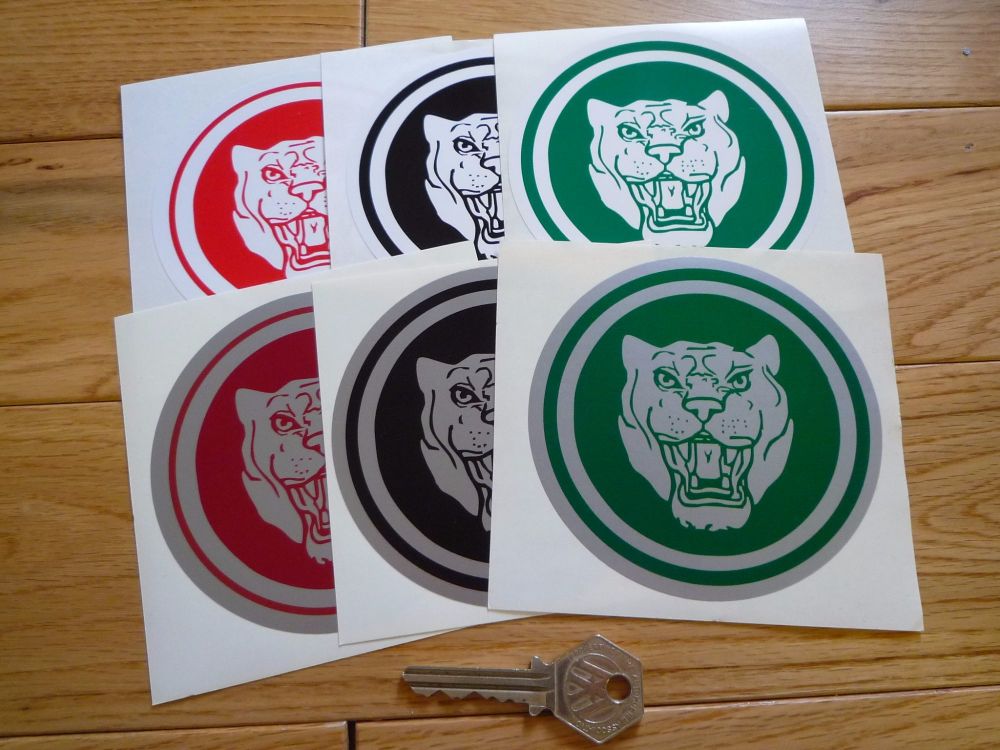 Jaguar 'Growler' Circular Stickers. 4" Pair. Various Colours.