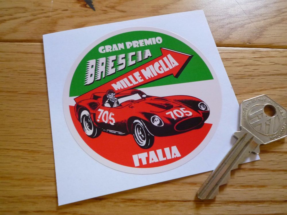 Mille Miglia Gran Premio Brescia Circular Sticker. 3.25