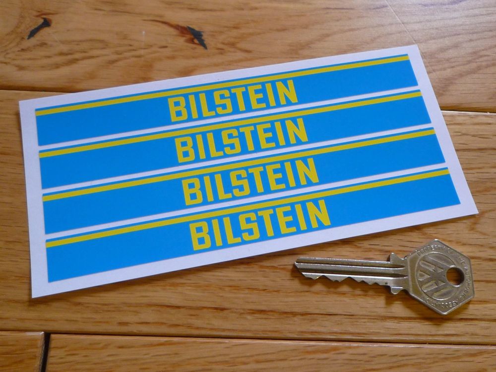 Bilstein Shock Absorbers Blue & Yellow Oblong Stickers - Set of 4 - 150 x 15mm