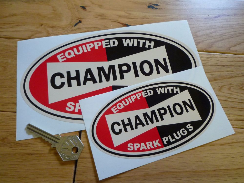 Champion Spark Plugs 'Equipped With' Beige Oval Stickers. 5.5