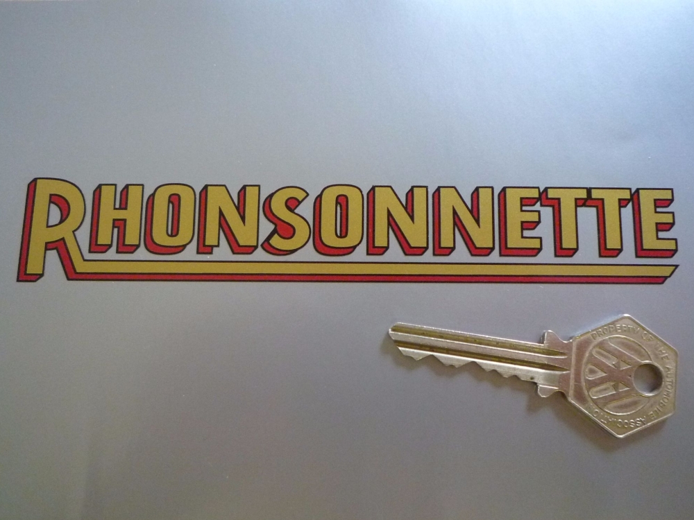 Rhonsonnette Cut Text Gold, Black and Red Shaped Stickers. 6