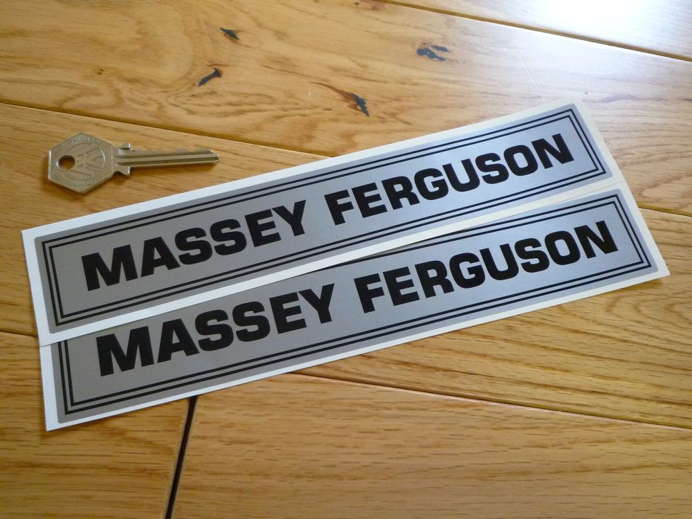 Massey Ferguson Black & Silver Oblong Stickers - 9" Pair