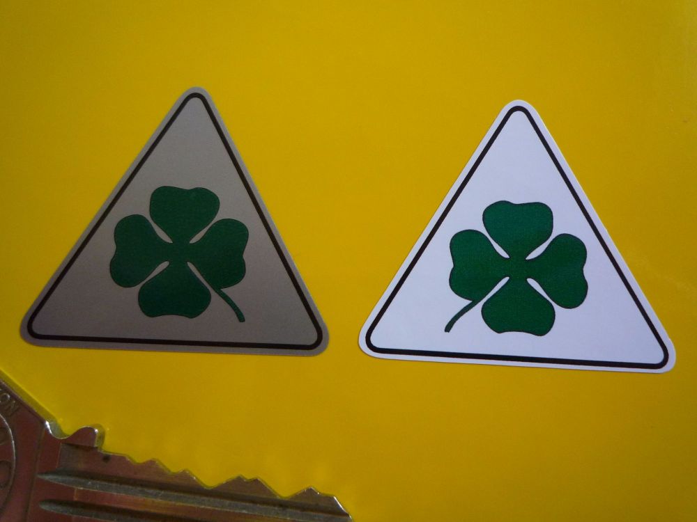 Alfa Romeo Cloverleaf Triangle Stickers. Colour. 1.5", 2.75", 4" or 6" Pair.