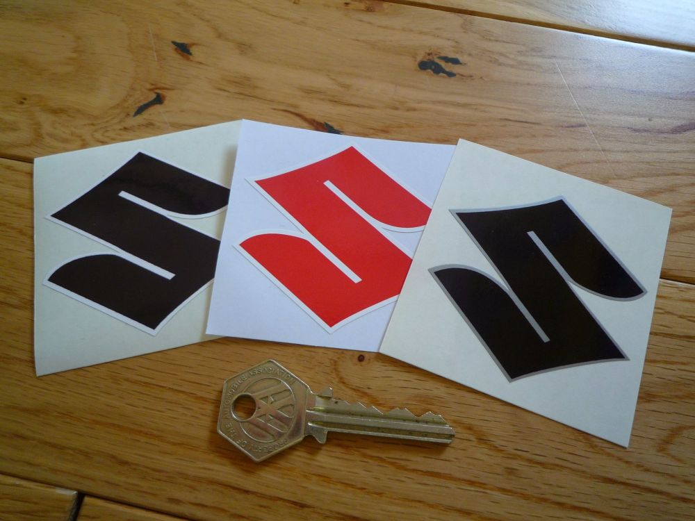 Suzuki Shaped S Stickers. 2.5" Pair.