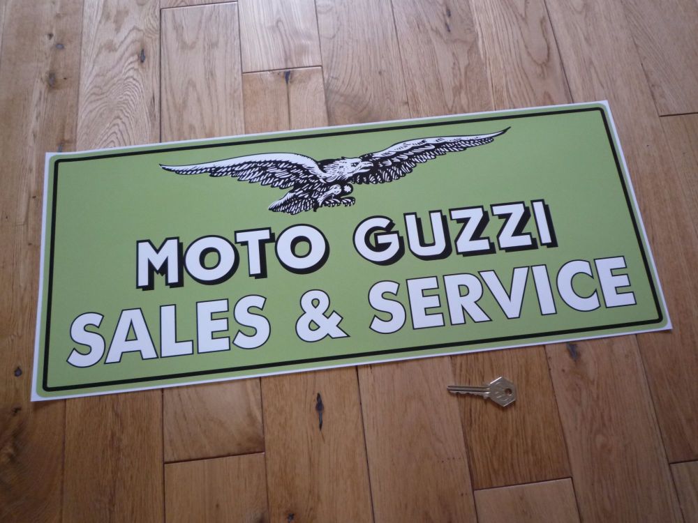 Moto Guzzi Sales & Service Green Style Workshop Sticker. 23.5".