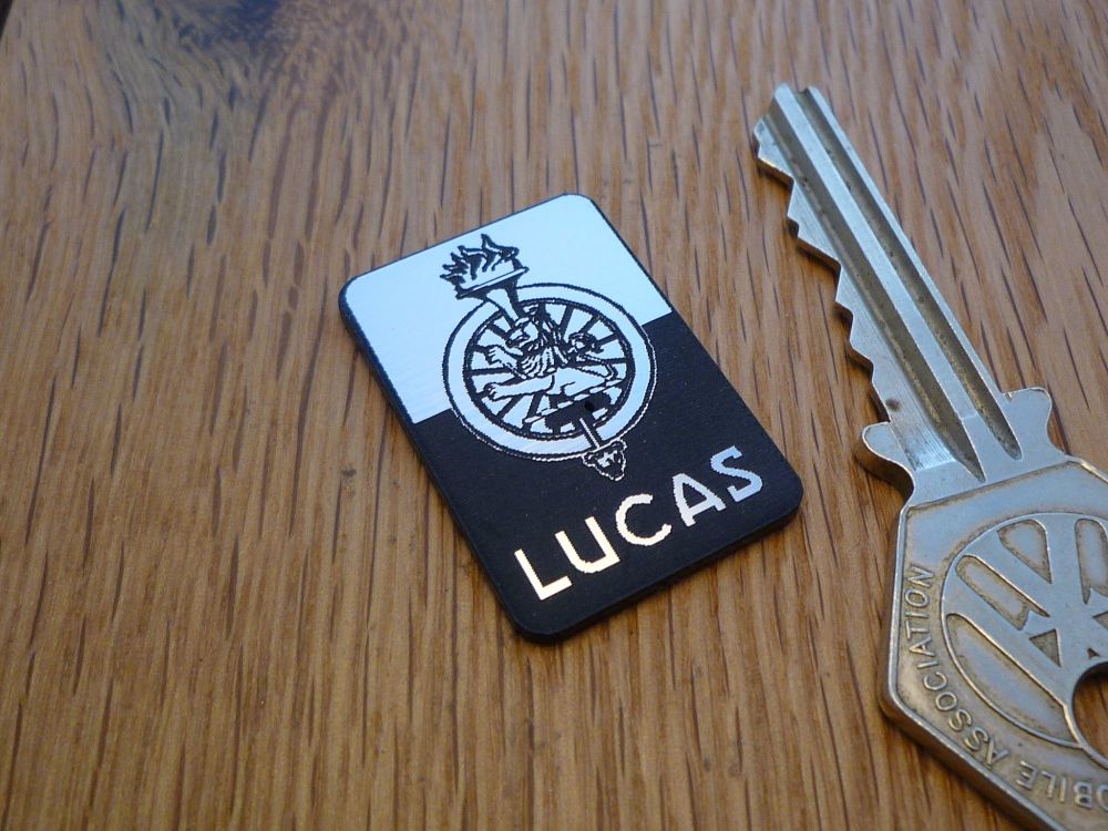 Lucas Electrical Ltd. Oblong Laser Cut Self Adhesive Badges. 18mm or 32mm P