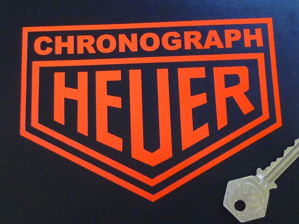 Heuer Chronograph Cut Vinyl Stickers. 4" or 6" Pair.