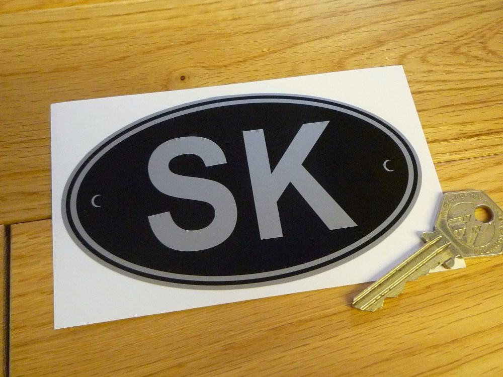 SK Slovakia Black & Silver ID Plate Sticker. 5
