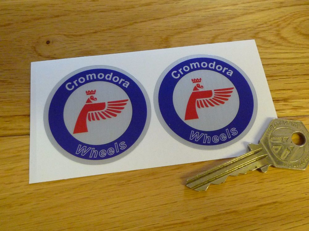 Cromodora Wheels Round Stickers. Red, Blue & Brushed Foil. 50mm or 60mm Pai
