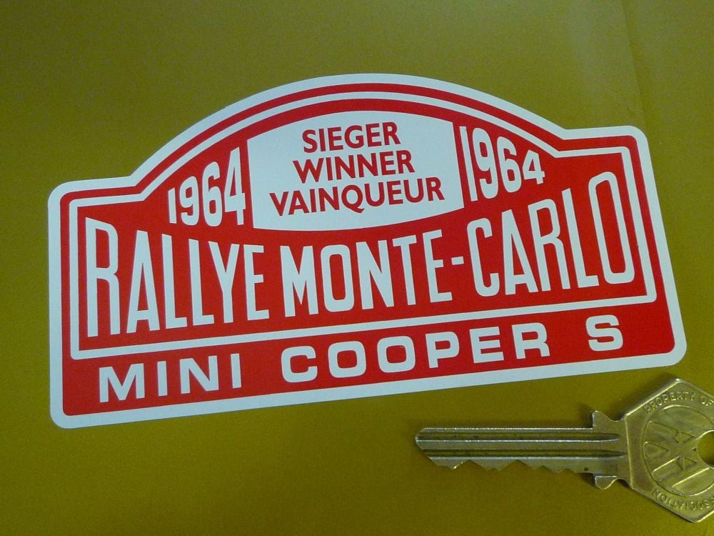 Mini Cooper S Monte Carlo Rally Winner Sticker. Various Years. 5".