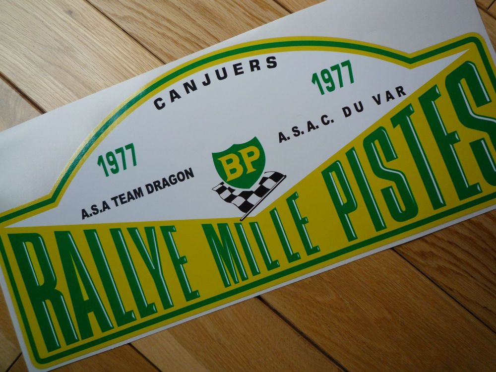 Rallye Mille Pistes BP 1977 Rally Plate Sticker. 16".