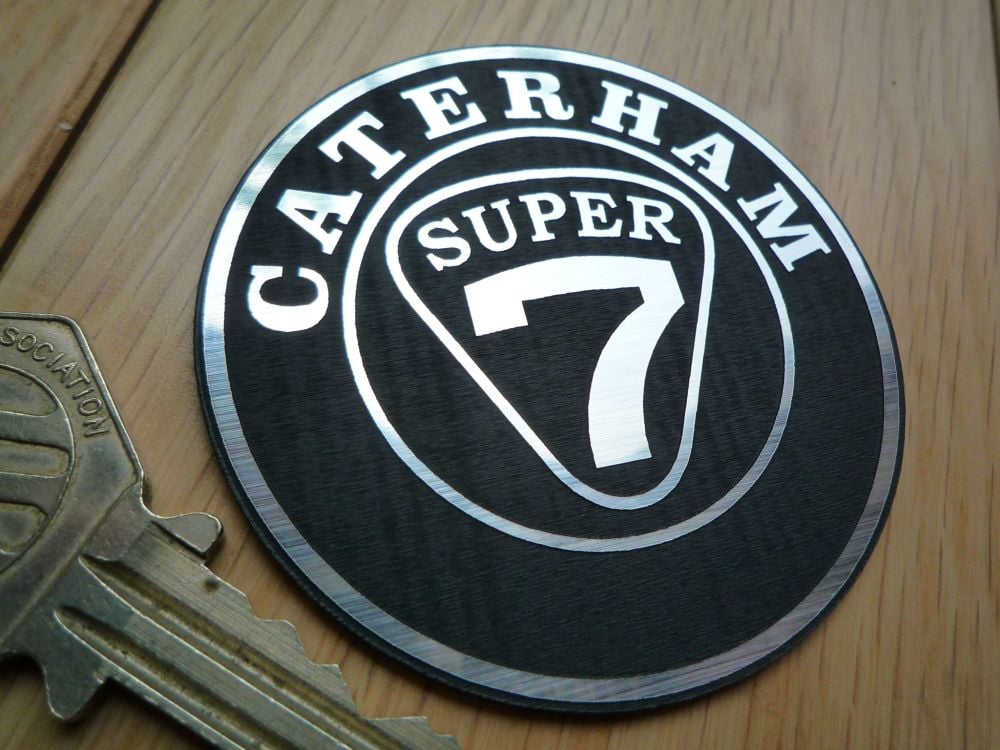 Caterham Super 7 Self Adhesive Car Badge. Silver or Gold. 60mm.