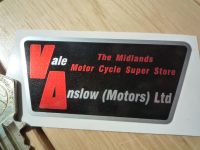Vale Onslow Motors Motorcycle Dealers Sticker. 3".