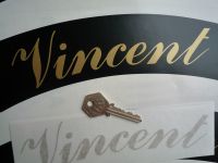 Vincent Curved Gold Cut Text Sticker for Motorcycle Front Number Plate. 8