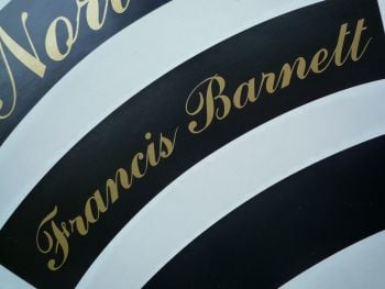 Francis Barnett Curved Gold Cut Text Sticker for Motorcycle Front Number Plate. 10".