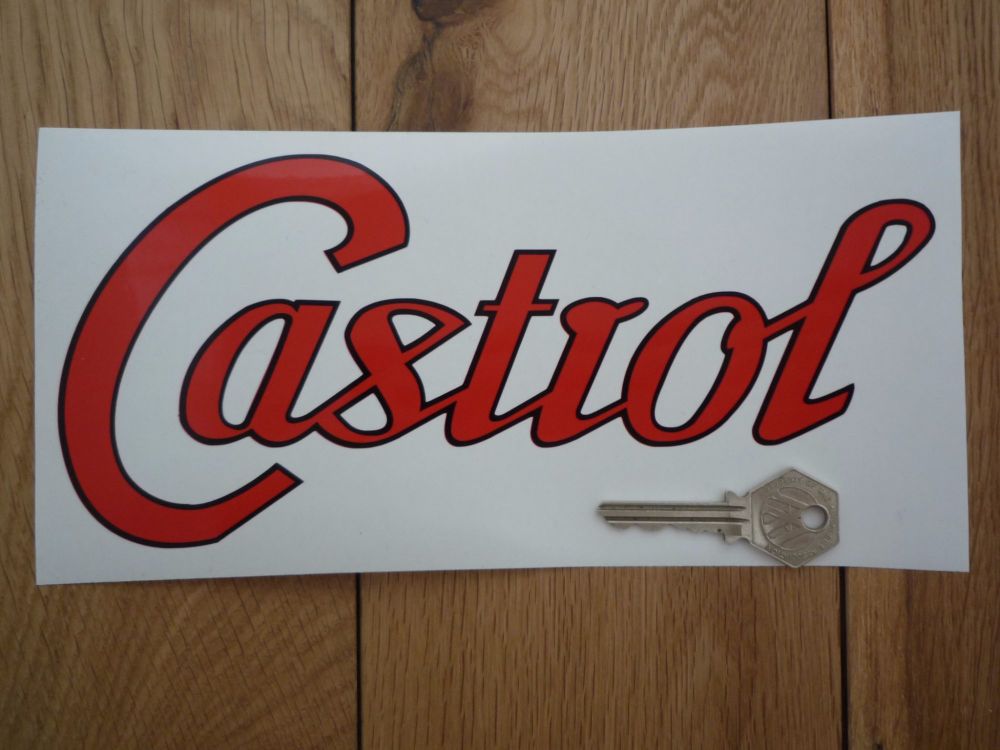 Castrol Wakefield Script Style Cut Text with Black Outline Sticker. 17" or 24".