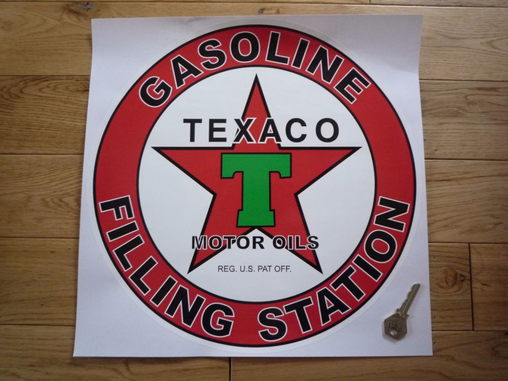 Texaco Gasoline Filling Station Circular Petrol Pump Sticker. 12