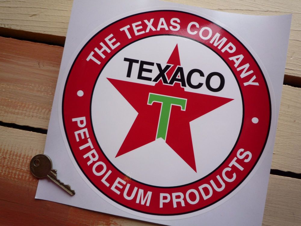 Texaco Petroleum Products Circular Petrol Pump Sticker. 10" or 12".