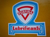 PurFina Lubrificanti Blue, Red & White. Shaped Sticker. 6".