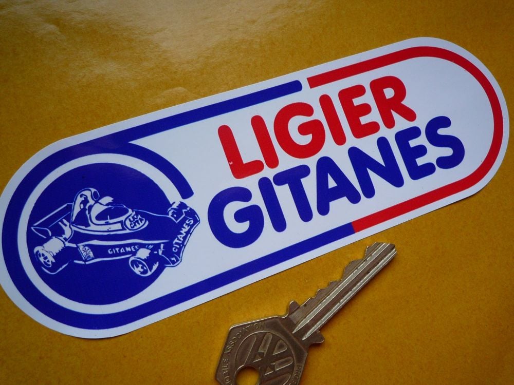 Ligier Gitanes Rounded Oblong Formula One Sticker. 6".