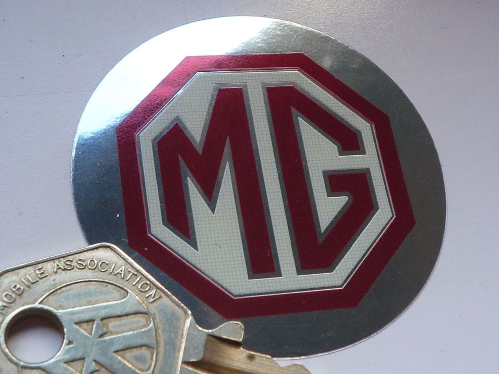 MG TF Cream & Red Thick Foil Octagon Sticker. 2".