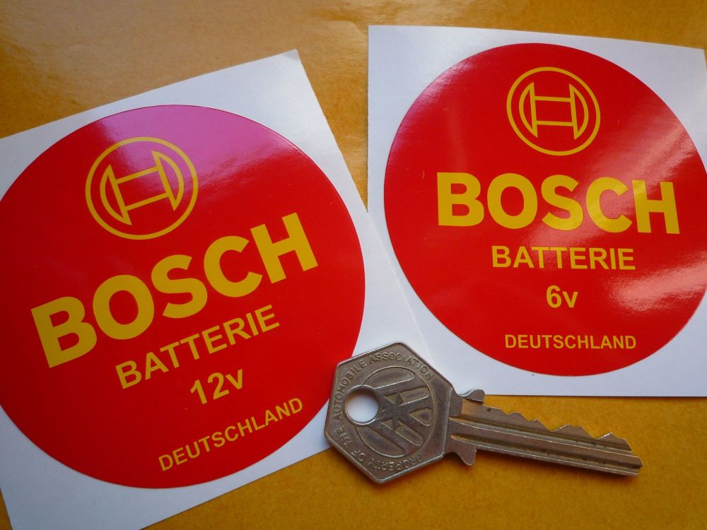 Bosch Batterie Car or Motorcycle Battery Sticker. 6 volt or 12 volt. 3". 