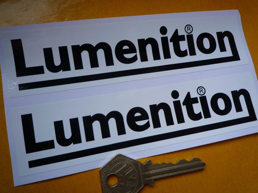 Lumenition Ignition Black & White Oblong Stickers. 6" Pair.