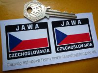 Jawa Czechoslovakia Flag Style Stickers. 2" Pair.