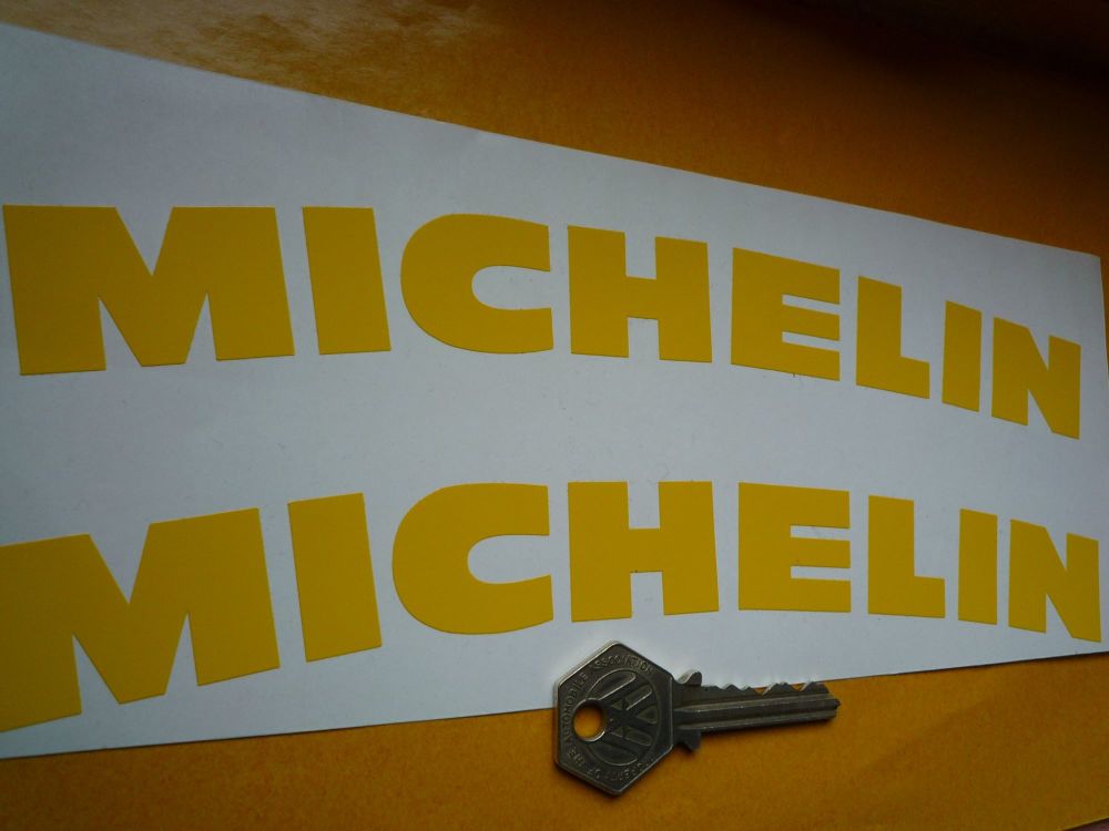 Michelin Curved Cut Vinyl Text Stickers - Various Colours - 9.5" or 10" Pair