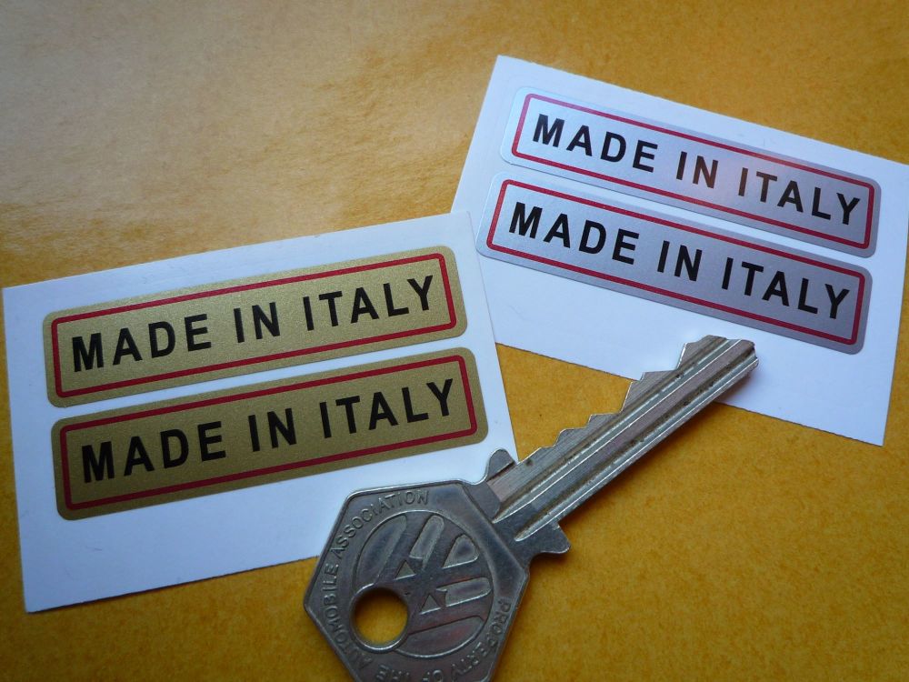 Made in Italy. Gold or Silver Oblong Stickers. 2" Pair.
