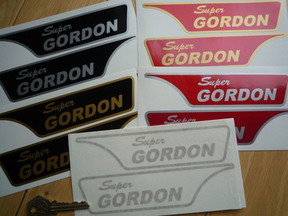 Super Gordon Scooter Screen and Accessories Stickers. 6" Handed Pair.