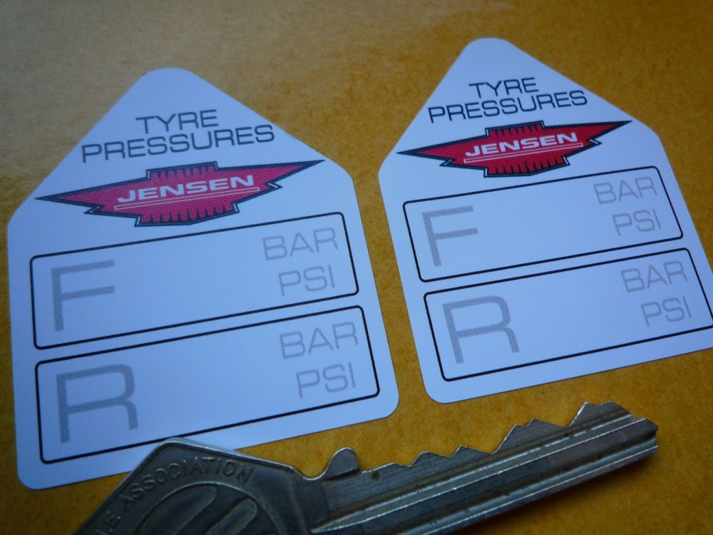 Jensen Tyre Pressure Stickers. 1.75" Pair.