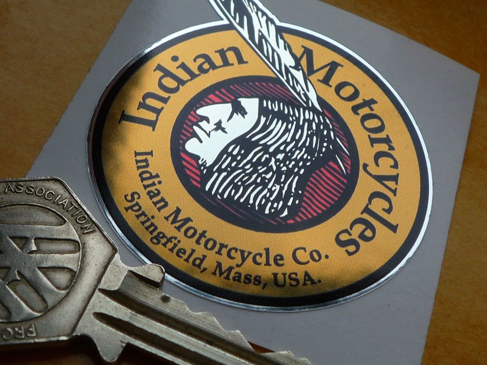 Indian Motorcycles Circular Brave Thick Chrome Foil Sticker. 2".