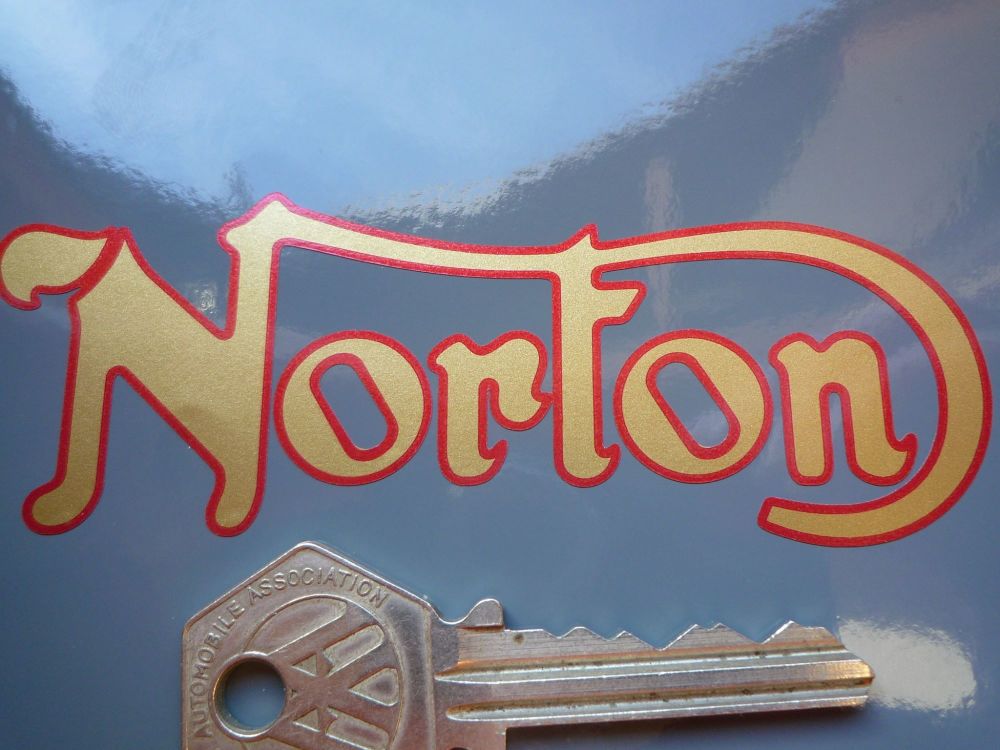 Norton Cut Text Gold with Red Border Stickers. 4
