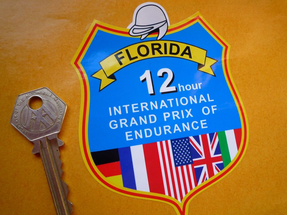 Florida 12 Hour International GP of Endurance Old Style Shield Sticker. 4".