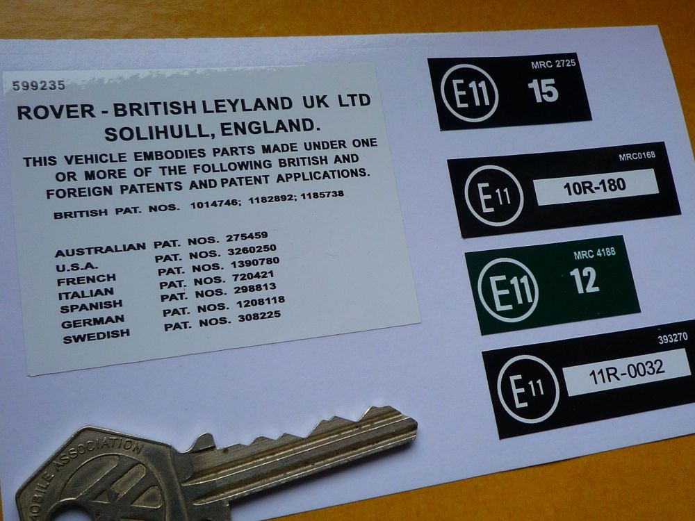 Land Rover Range Rover Under bonnet EU Patents labels Sticker. Various size