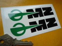 MZ East German Motorcycle Black, Green & Clear Stickers. 4.5