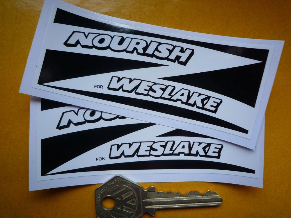 Nourish for Weslake Black & White Oblong Stickers. 4" Pair.
