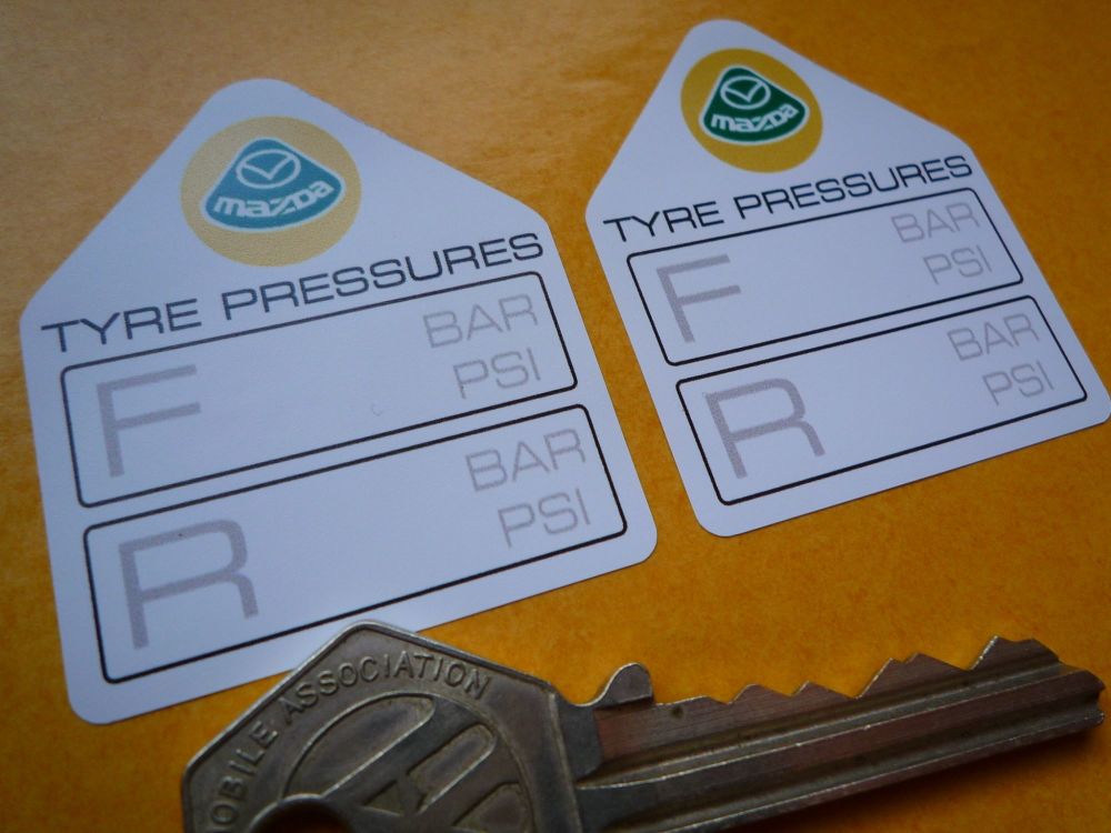 Mazda Tyre Pressure Stickers. 1.75" Pair.