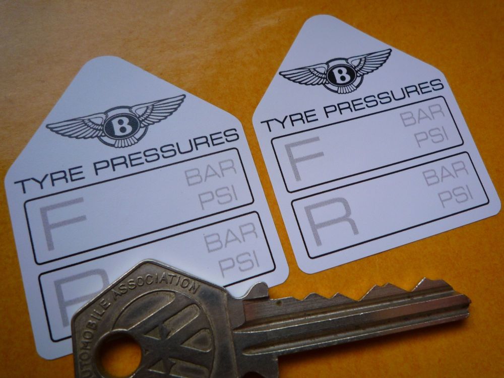 Bentley Tyre Pressure Stickers. 1.75