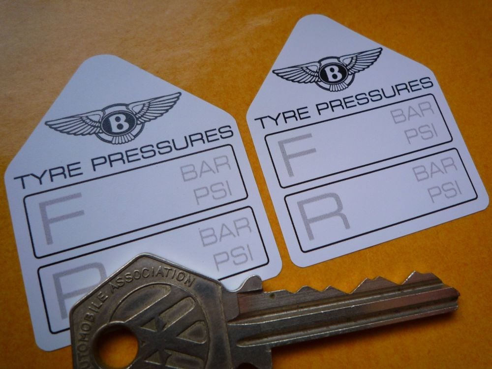 Bentley Tyre Pressure Stickers. 1.75" Pair.