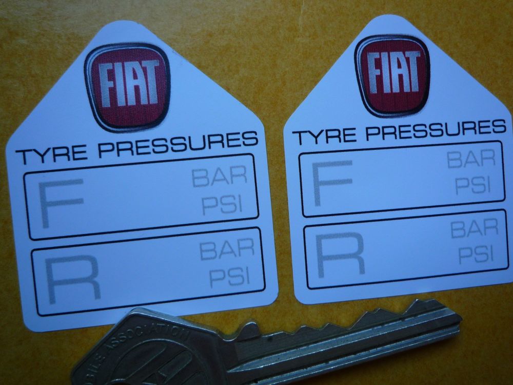 Fiat Tyre Pressure Stickers. 1.75" Pair.
